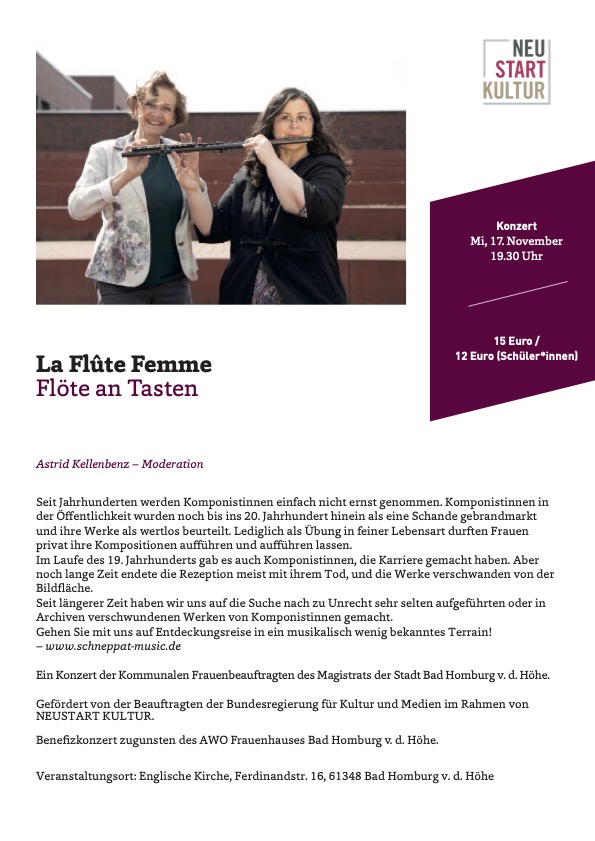 Plakat "La Flûte Femme" 11. November 2021 in Bad Homburg